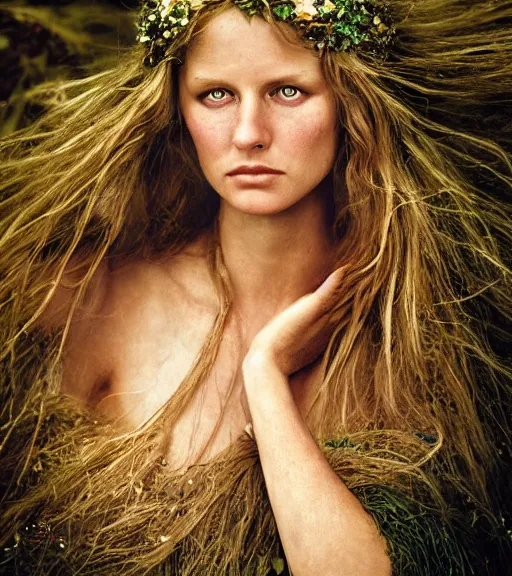 Prompt: portrait_photo_of_a_stunningly beautiful celtic maiden, hyper detailed by Annie Leibovitz, Steve McCurry, David Lazar, Jimmy Nelsson, professional photography