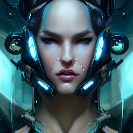 Image similar to a portrait of a beautiful cybernetic mistress of the night, cyberpunk concept art by pete mohrbacher and wlop and artgerm and josan gonzales, digital art, highly detailed, intricate, sci-fi, sharp focus, Trending on Artstation HQ, deviantart, unreal engine 5, 4K UHD image