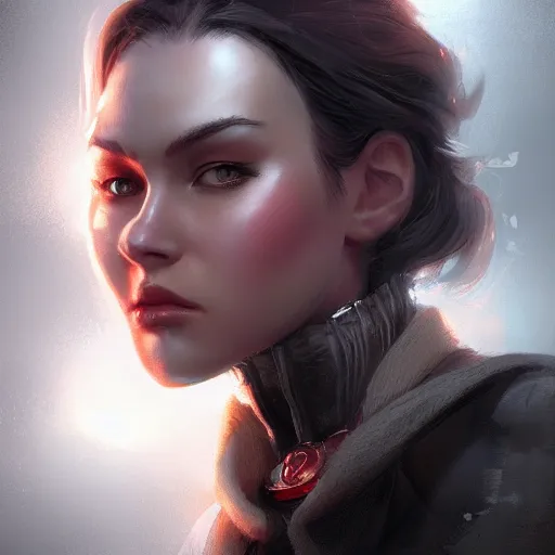 Prompt: bridgett wagner, character headshot concept art, sharp, digital matte painting, art by artgerm, greg rutkowski, wlop, dramatic lighting, trending on artstation