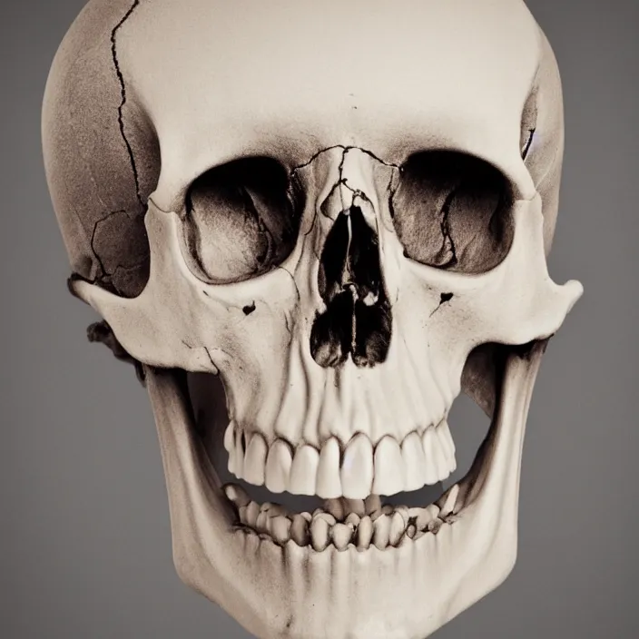 Image similar to hq studio portrait of a skull smiling at you