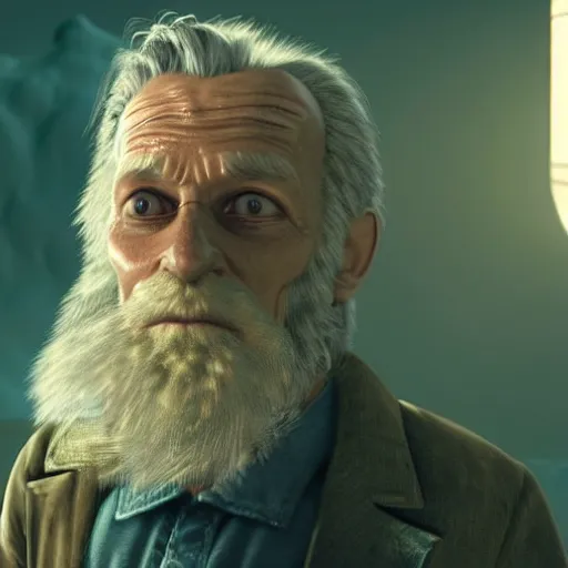 Image similar to tom holland as an old man with a beard as the new doctor who, cinematic, volumetric lighting, f 8 aperture, cinematic eastman 5 3 8 4 film, photorealistic