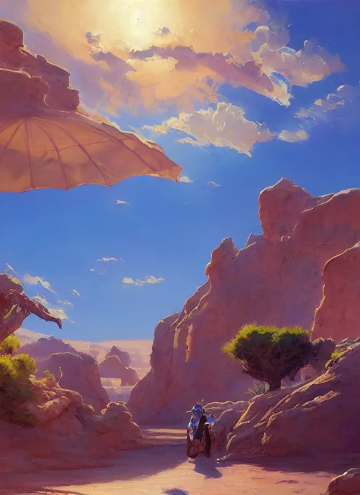 Prompt: a sunny desert oasis, extremely detailed oil painting, unreal 5 render, rhads, sargent and leyendecker, savrasov levitan polenov, bruce pennington, studio ghibli, tim hildebrandt, digital art, landscape painting, octane render, beautiful composition, trending on artstation, award winning photograph, masterpiece