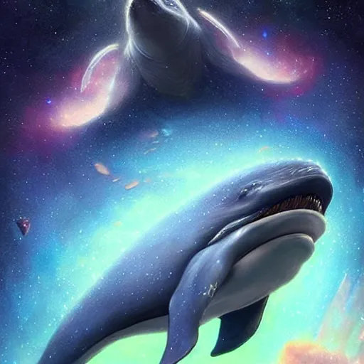 Prompt: space magical whale with multiple eyes, eyes!, eyes!, galaxy whale, epic fantasy style art, galaxy theme, eyes!, eyes!, eyes!, eyes, by Greg Rutkowski, hearthstone style art, 99% artistic