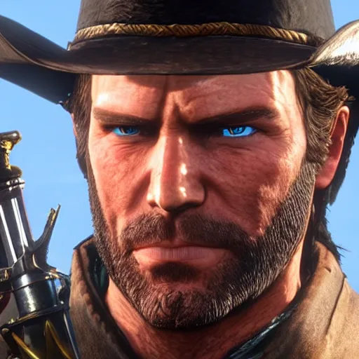 Image similar to Arthur Morgan from Red Dead Redemption 2 in The Legend of Zelda: Breath of the Wild