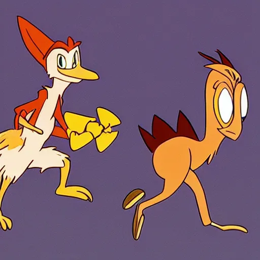 Image similar to road runner and wile e. coyote, studio ghibli