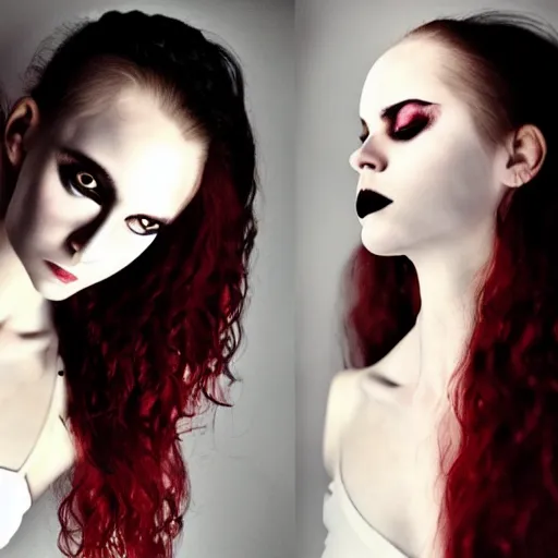 Image similar to beautiful necromancer girl with red wavy hair and piecing eyes, soft flawless pale skin, wearing a black crop top photography dramatic dark lighting, hyperrealistic