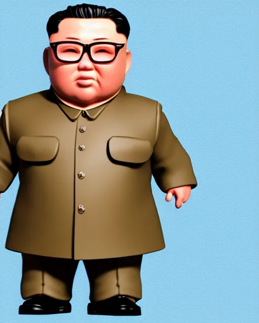 Image similar to full body 3d render of kim yong un as a funko pop, fat, studio lighting, white background, blender, trending on artstation, 8k, highly detailed