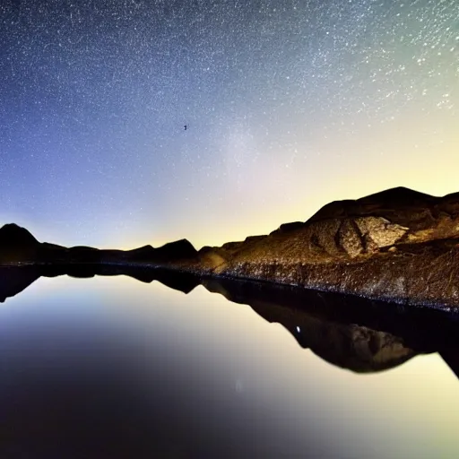 Image similar to night sky reflected in the water, landscape photo by national - geographic