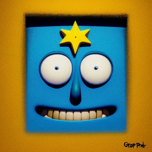 Prompt: Yellow Patric star profile picture by Pixar, asymmetrical, Organic Painting , Matte Painting, geometric shapes, hard edges :2 by Goro Fujita:4