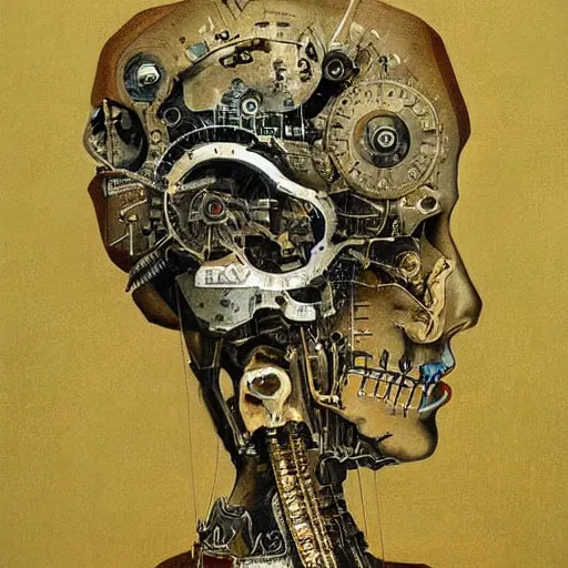 Image similar to i'm machine, i'm obsolete, in the land of the free, lobotomy. beautiful and detailed artistic painting by grislaw ludovek ( 1 9 7 5 ).