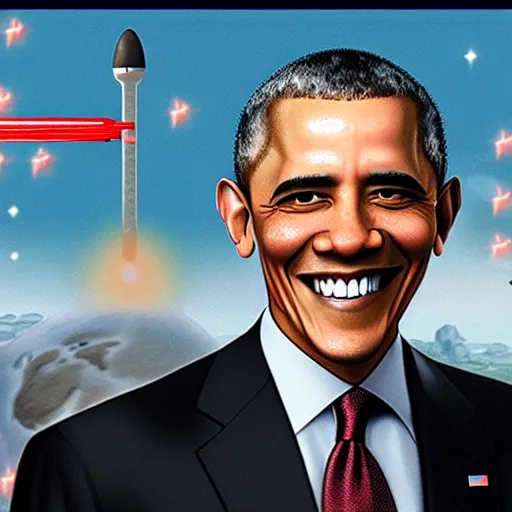 Prompt: in-game screenshot of Barack Obama in the game Kerbal Space Program (2009)