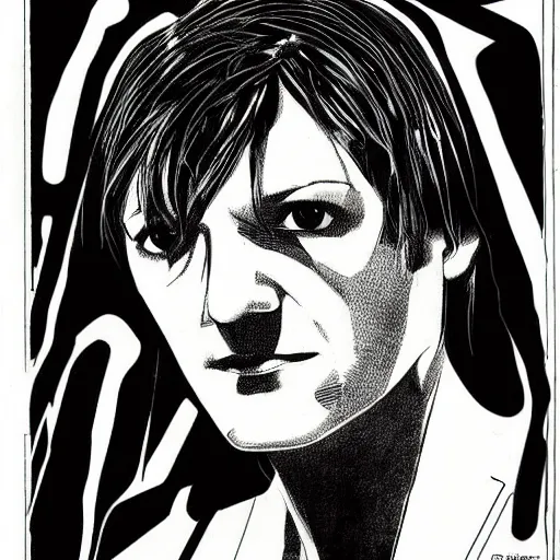 Image similar to brian molko, portrait, by guido crepax