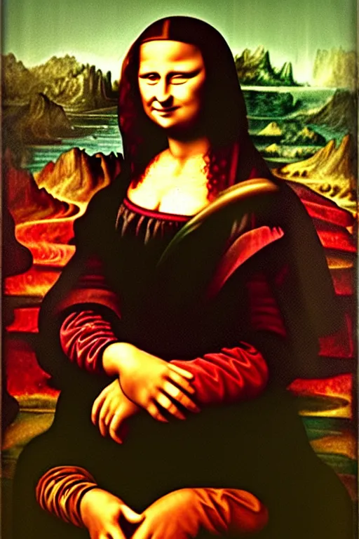 Image similar to Satan as the Mona Lisa