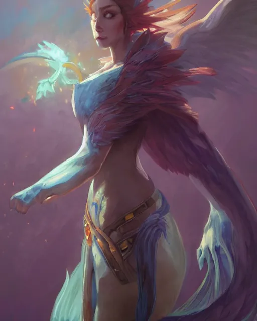 Prompt: ''portrait of anivia character league of legends, lol, fantasy, dungeons and dragons, d & d, digital painting, artstation, concept art, sharp focus, illustration, art by greg rutkowski and alphonse mucha''