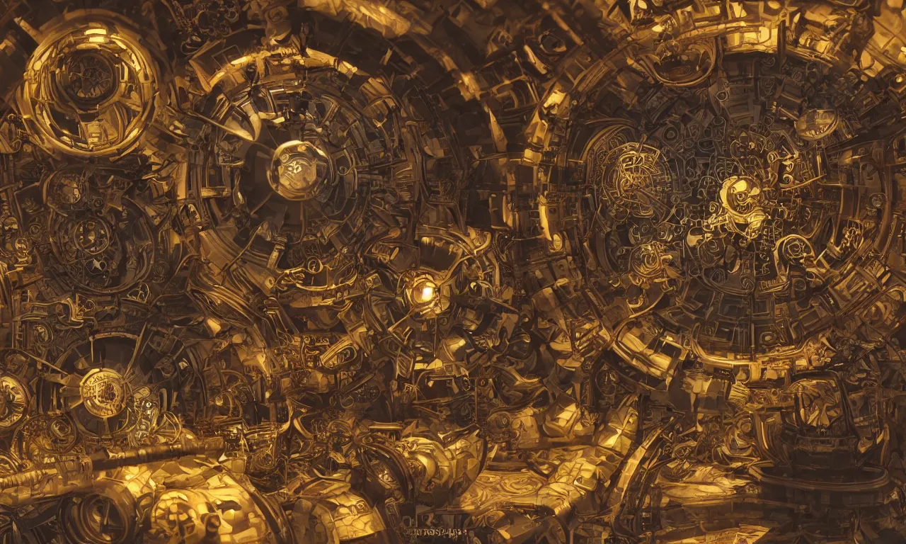 Image similar to steampunk engine laboratory 3 d volume kaleidoscope chakra digital color stylized concept substance natural color scheme, global illumination ray tracing hdr fanart arstation by sung choi and eric pfeiffer and gabriel garza and casper konefal