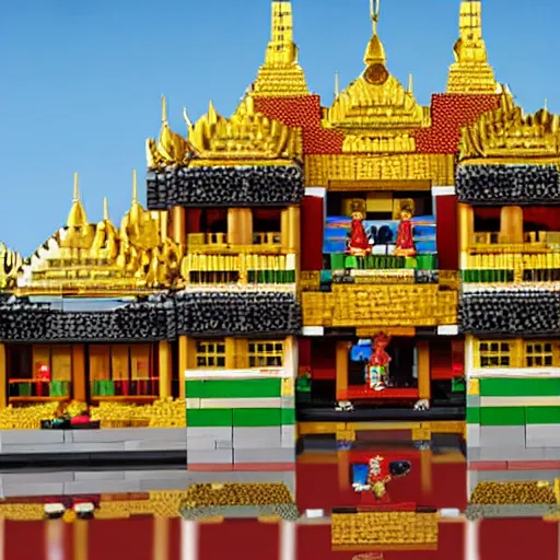 Prompt: mandalay palace, lego set of the mandalay palace, product photo, product concept