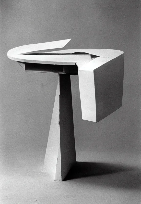 Image similar to a white object with writing on it sitting on a table, a surrealist sculpture by marcel duchamp, archival pigment print, 1 9 1 4, conceptual art, artwork, academic art, surrealist