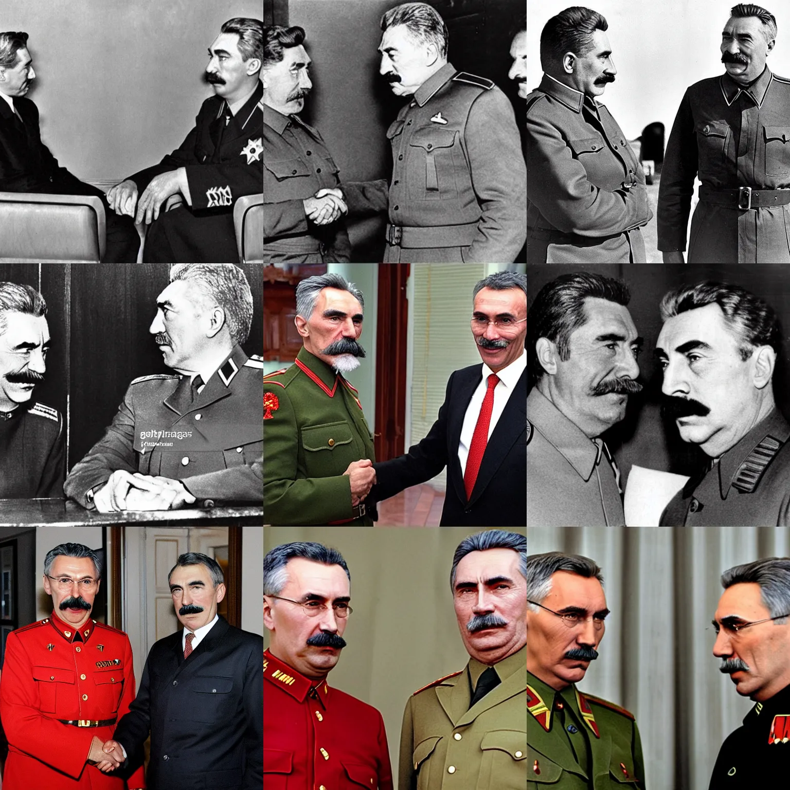 Prompt: Joseph Stalin meets Jens Stoltenberg top diplomat meeting