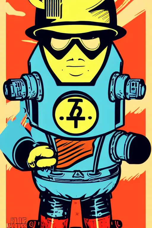 Image similar to fallout 7 6 retro futurist illustration art by butcher billy, sticker, colorful, illustration, highly detailed, simple, smooth and clean vector curves, no jagged lines, vector art, smooth andy warhol style