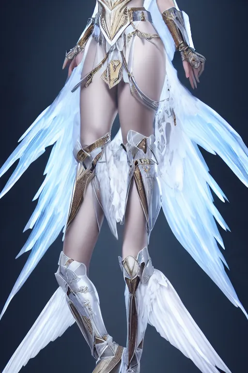 Image similar to perfect white haired egyptian goddess wearing white dove wings, warframe armor, regal, attractive, ornate, sultry, beautiful, ice queen, half asian, pretty face, blue eyes, detailed, scifi platform, 4 k, ultra realistic, epic lighting, android body, illuminated, cinematic, masterpiece, art by akihito tsukushi, voidstar