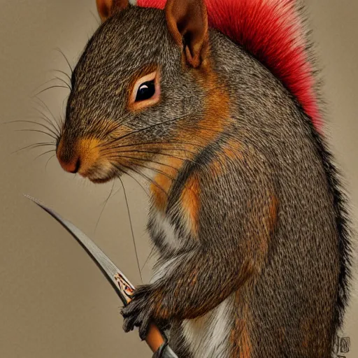 Image similar to a detailed character portrait of a squirrel samurai warrior from feudal kyoto, hyper real, intricate ultra realistic art,