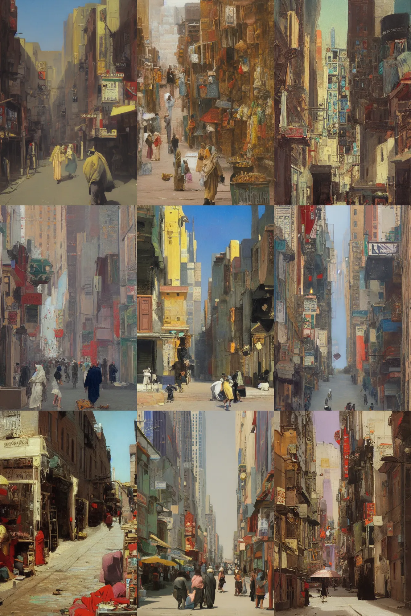 Prompt: moroccan new york city street, summer 2016, Jean-Leon Gerome