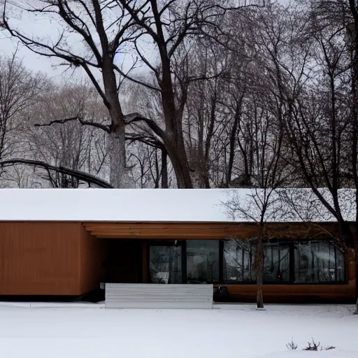 Image similar to brutalist modern house in winter