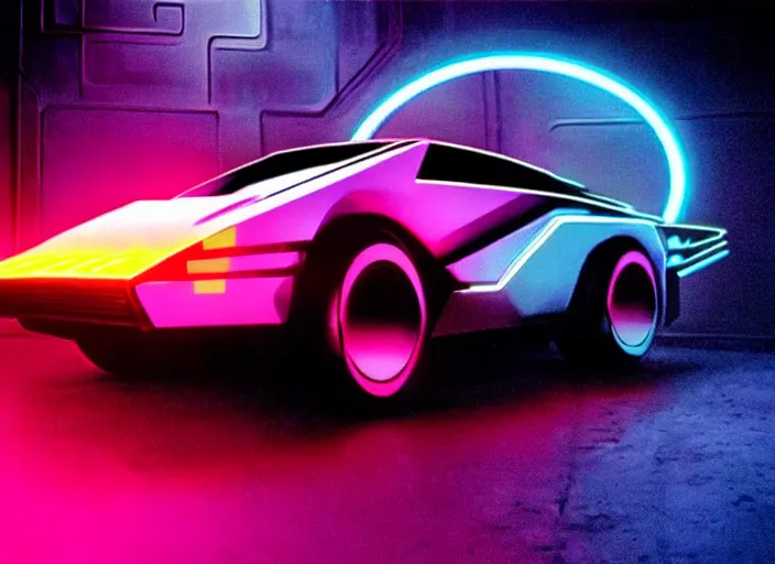 Image similar to knight rider, 1 9 8 2, futuristic style, ultra neon, synthwave, technology, daft punk