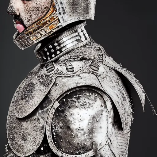Prompt: a portrait of a beautiful young male wearing an alexander mcqueen armor made of ashes , photographed by andrew thomas huang, artistic