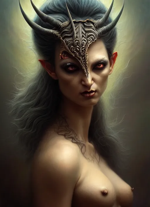 Image similar to ricky gerwais as an devil, aesthetic, fine art, intricate, elegant, highly detailed, realistic hair, centered, digital painting, art station, conceptual art, soft, sharp focus, illustration, artwork, artgerm, tomasz alen kopera, peter mohrbacher, donato giancola, wlop, boris vallejo