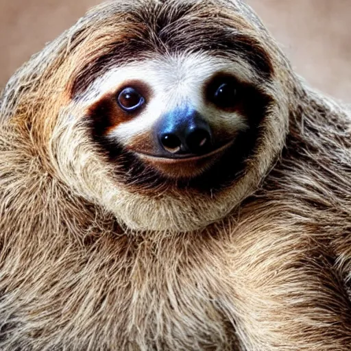 Image similar to a sloth with tiger stripes and a big red beard