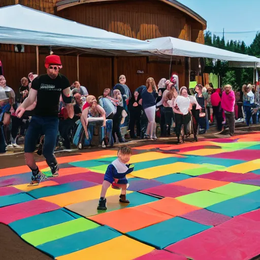 Image similar to rainier beer hosting a hopscotch tournament