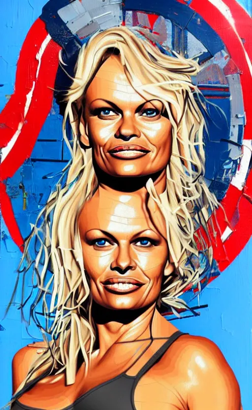 Prompt: a portrait of pamela anderson ( bay watch ), by sandra chevrier