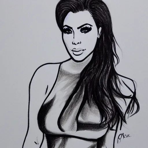 Image similar to rock and rule style drawing of kim kardashian