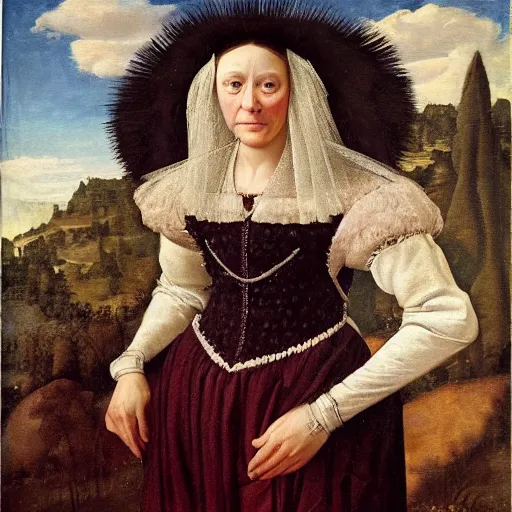 Prompt: portrait of a beautiful woman in a dress, oil painting in a renaissance style, detailed