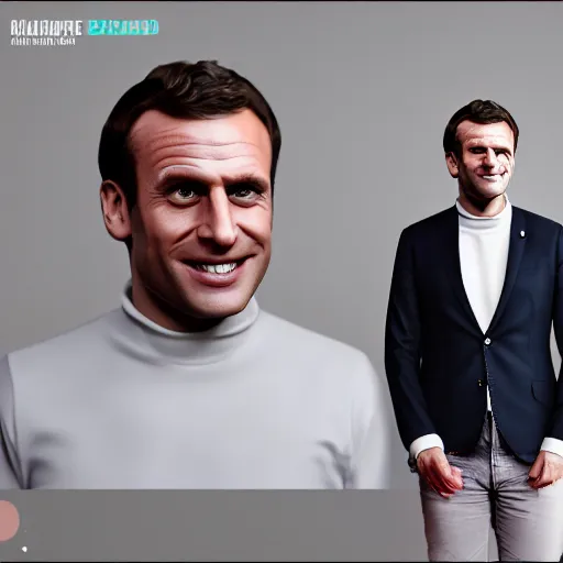 Prompt: Ice cream Emmanuel Macron wearing katanad, realistic, photo studio, HDR, 8k, trending on artstation