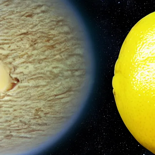 Prompt: sliced lemon as planet, photo by hubble telescope