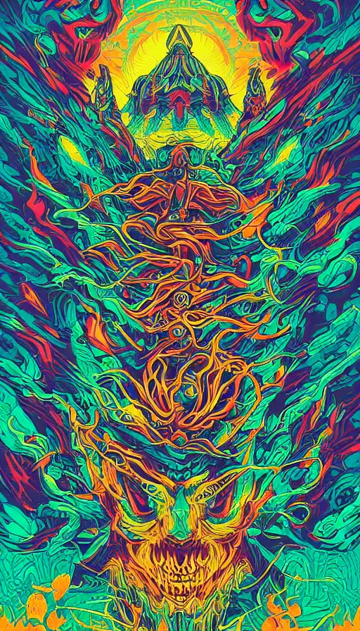 Image similar to psytrance artwork, by dan mumford