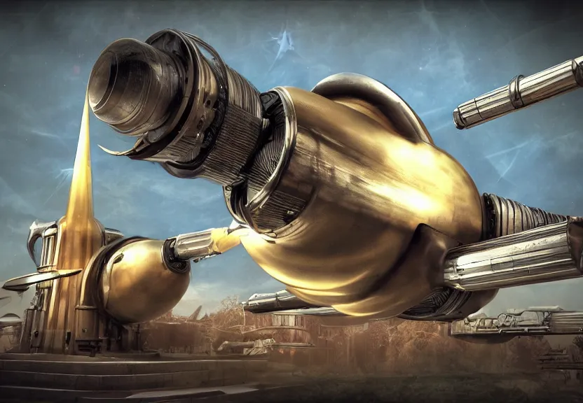 Prompt: a retro science fiction futuristic art deco steampunk rocketship, hdr, ilm