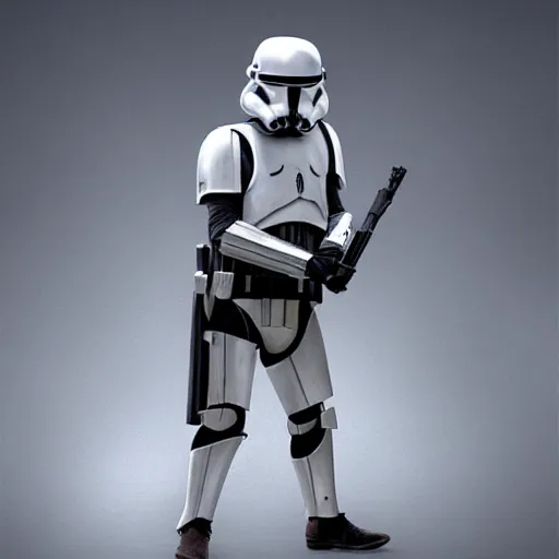 Image similar to an imperial stormtrooper walking, full body photography, concept art by Doug Chiang cinematic, realistic painting, high definition, concept art, the Mandalorian concept art style