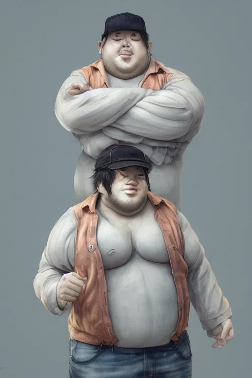 Prompt: a very fat trucker, intricate and soft by miho hirano, ruan jia, yoshitaka amano, wlop, vray render, artstation, deviantart, pinterest, 5 0 0 px models