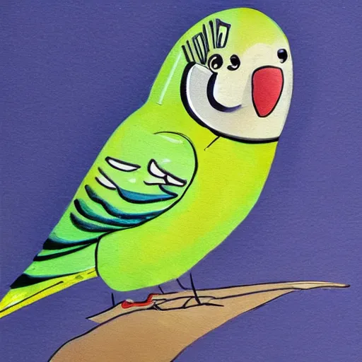 Prompt: a confident looking budgie in a suit