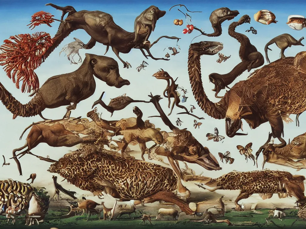 Image similar to The evolution of life. Painting by Walton Ford