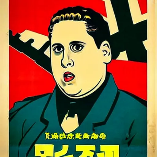 Image similar to how will we capture famous actor jonah hill? he is is causing trouble in this region. How do we stop him? NO JONAH HILLS ALLOWED. JONAH HILL is the subject of this ukiyo-e hellfire eternal damnation catholic strict propaganda poster rules religious. WE RULE WITH AN IRON FIST. mussolini. Dictatorship. Fear. 1940s propaganda poster. ANTI JONAH HILL. 🚫 🚫 JONAH HILL. POPE. art by joe mugnaini. art by dmitry moor. Art by Alfred Leete.