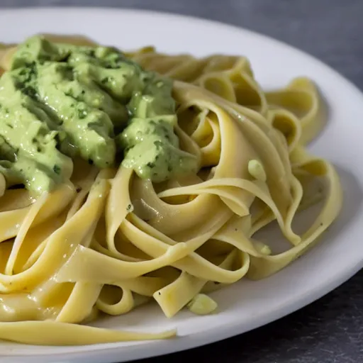 Image similar to a fettuccine pasta with avocado sauce, food photography