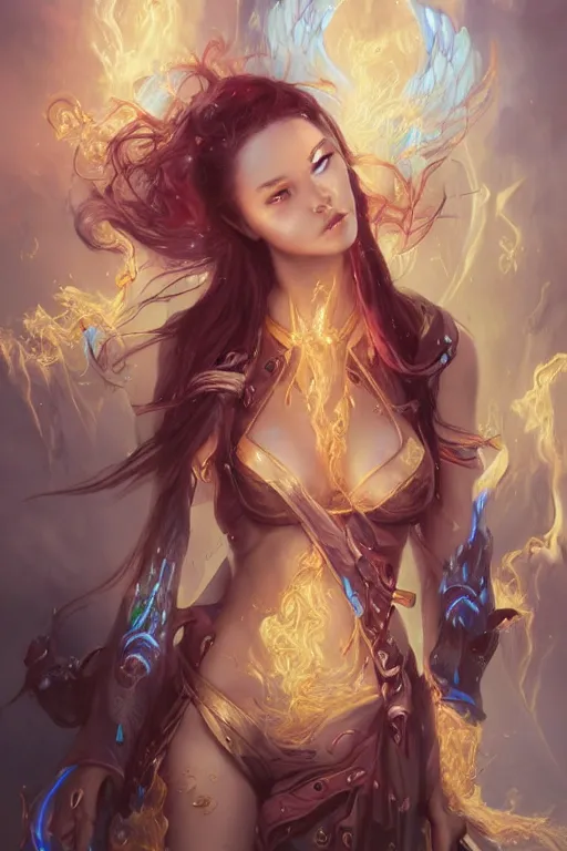 Prompt: face closeup extremely beautiful girl necromancer covered with water, wizard casting magic spell, gold beam, angel, magic storm and thunder clouds, fantasy, magic the gathering, hyper detailed, 3 d render, hyper realistic detailed portrait, peter mohrbacher