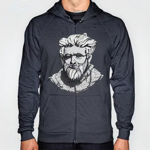 Prompt: Zeus wearing a generic modern hoodie
