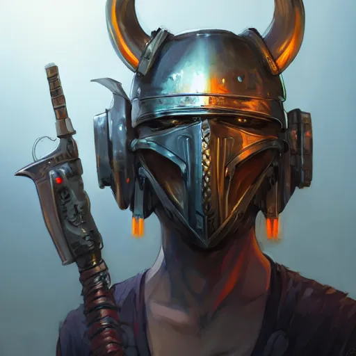 Image similar to cyberpunk viking helmet mask warrior goddess robot ninja fantasy, art gta 5 cover, official fanart behance hd artstation by jesper ejsing, by rhads, makoto shinkai and lois van baarle, ilya kuvshinov, ossdraws