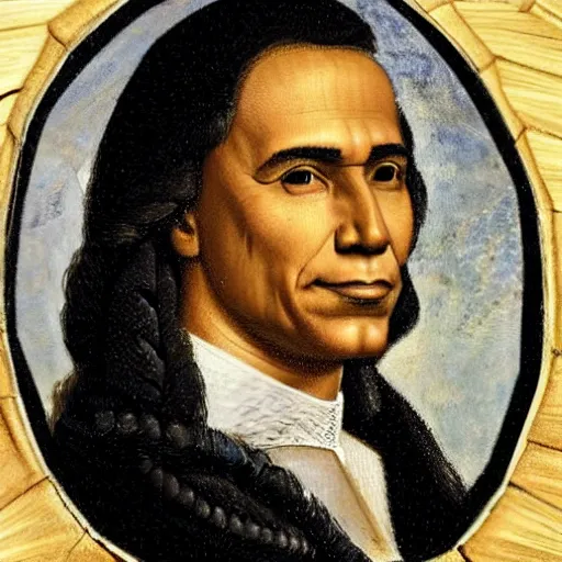 Image similar to portrait of barack obama. in the style of leonardo da vinci