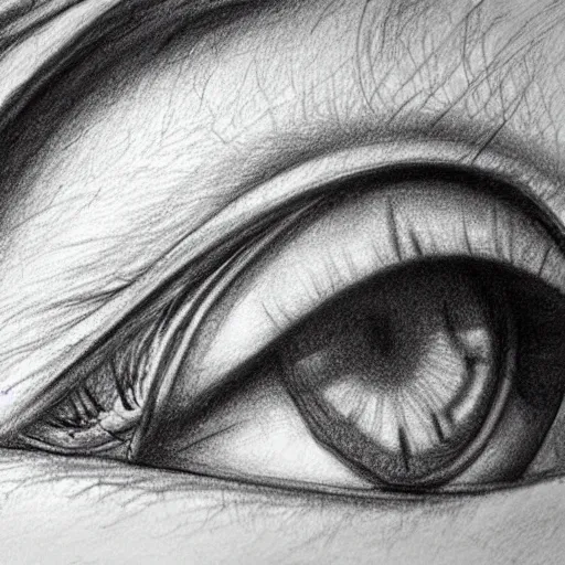 Prompt: extremely detailed pencil sketch of an eye